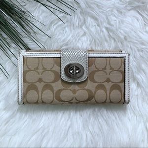 Authentic coach monogram Wallet white and brown